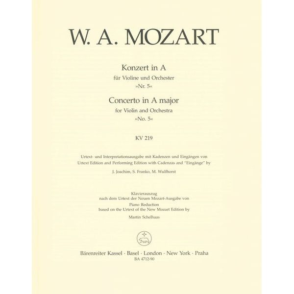 Bärenreiter Mozart Violinkonzert Nr. 5