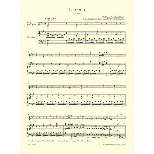 Bärenreiter Mozart Violinkonzert Nr. 5
