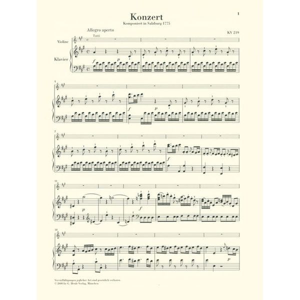 Henle Verlag Mozart Violinkonzert Nr. 5