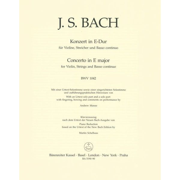 Bärenreiter Bach Violinkonzert E-Dur
