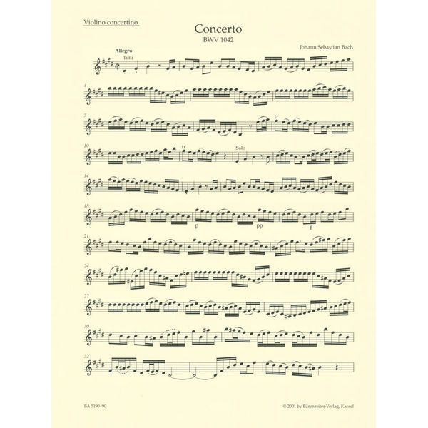 Bärenreiter Bach Violinkonzert E-Dur