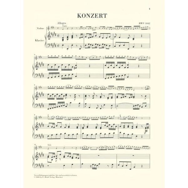 Henle Verlag Bach Violinkonzert E-Dur