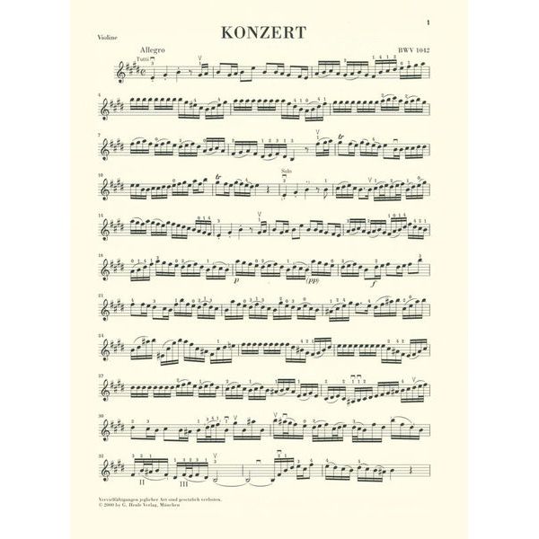 Henle Verlag Bach Violinkonzert E-Dur