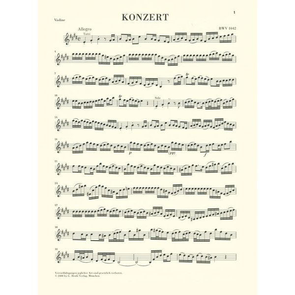 Henle Verlag Bach Violinkonzert E-Dur
