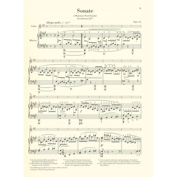Henle Verlag Fauré Violinsonate Nr. 1 A-dur