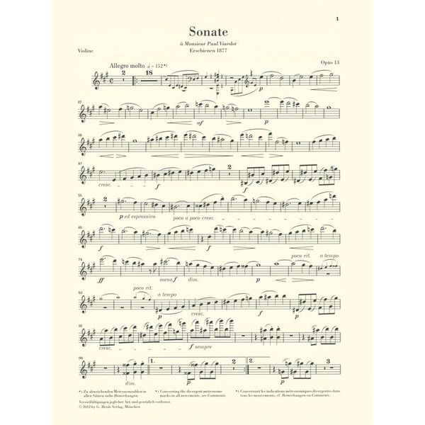 Henle Verlag Fauré Violinsonate Nr. 1 A-dur