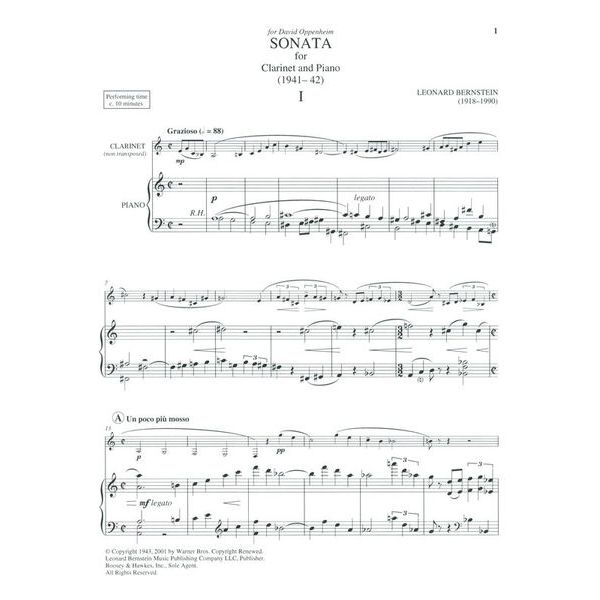 Boosey & Hawkes Bernstein Sonata For Clarinet
