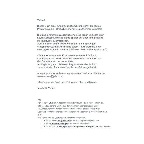 Bücher Wenner 266 leichte Posaunenstücke