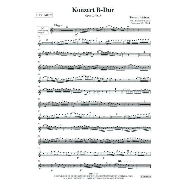 Editions Marc Reift Albinoni Concert B-Dur