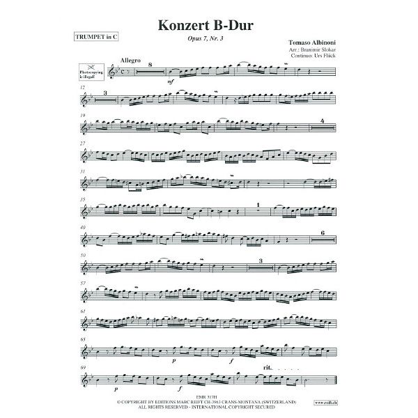 Editions Marc Reift Albinoni Concert B-Dur
