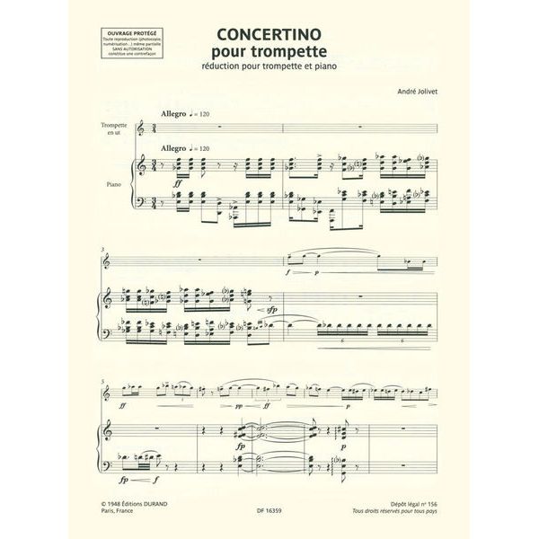 Editions Durand Jolivet Concertino