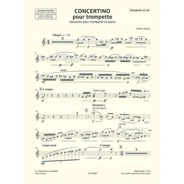 Editions Durand Jolivet Concertino