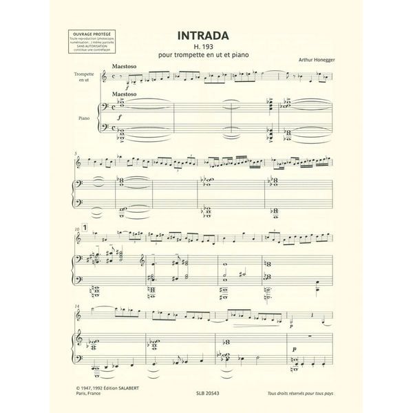 Editions Salabert Honegger Intrada