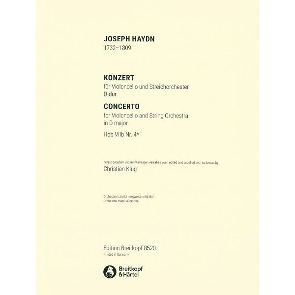 Breitkopf & Härtel Haydn Violoncellokonzert D-Dur