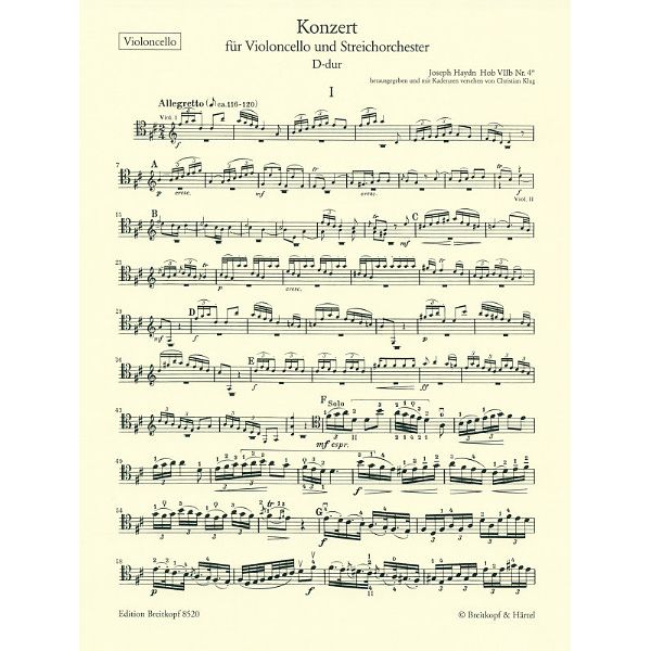 Breitkopf & Härtel Haydn Violoncellokonzert D-Dur