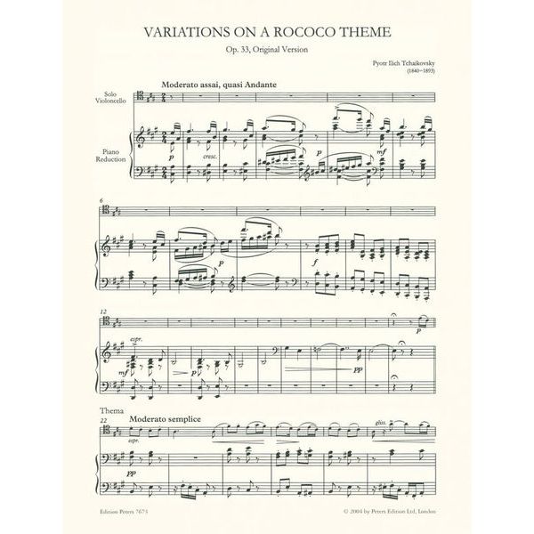 Edition Peters Tschaikowsky Variationen