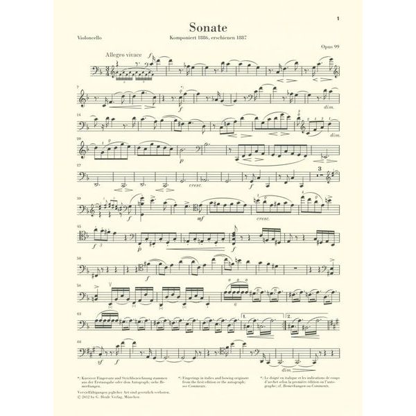 Henle Verlag Brahms Cellosonate F-Dur