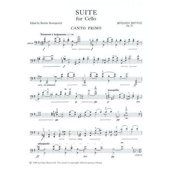 Faber Music Britten 3 Suiten Cello
