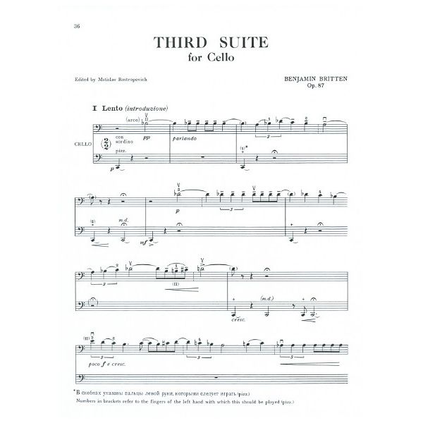 Faber Music Britten 3 Suiten Cello