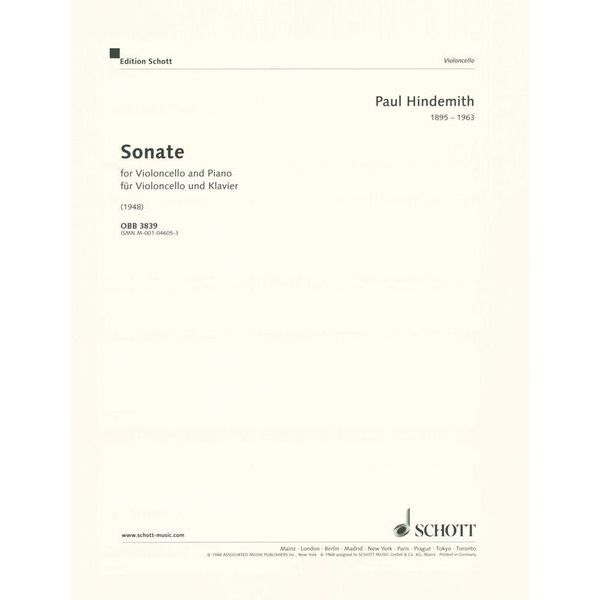 Schott Hindemith Sonate Cello