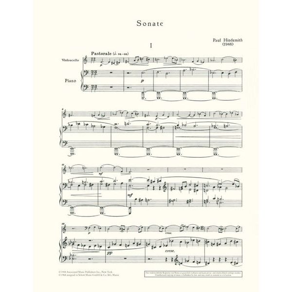 Schott Hindemith Sonate Cello
