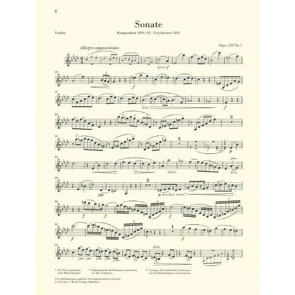 Henle Verlag Brahms Sonaten op.120 Violine