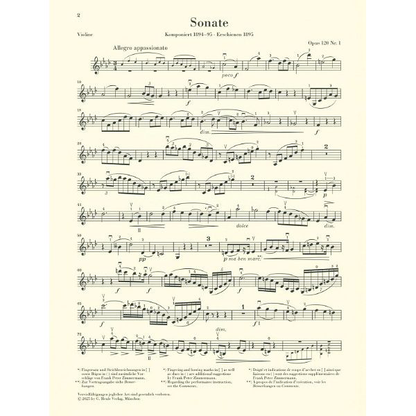 Henle Verlag Brahms Sonaten op.120 Violine