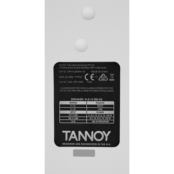 Tannoy Vls 15 (EN 54)-WH