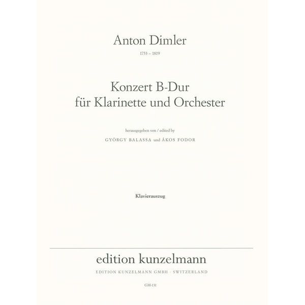 Edition Kunzelmann Dimler Konzert für Klarinette