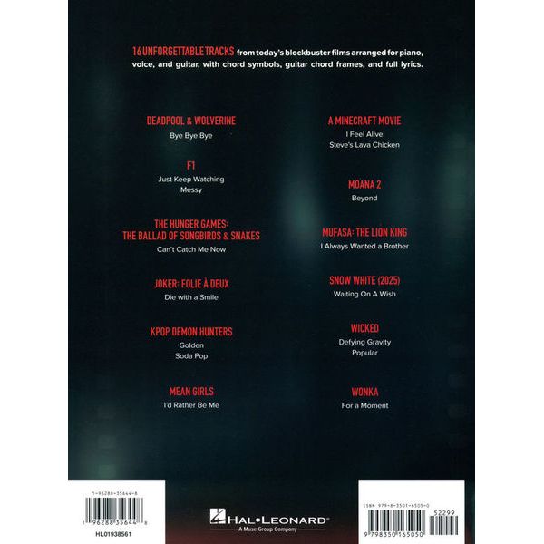 Hal Leonard Songs from Top Movies