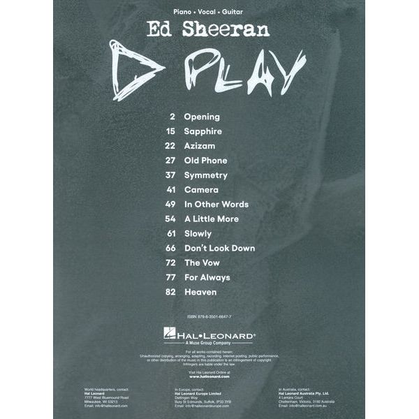 Hal Leonard Ed Sheeran Play