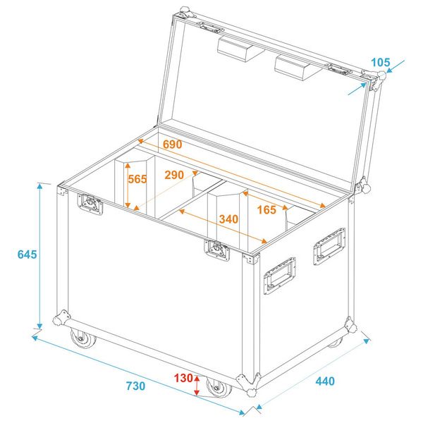 Roadinger Flightcase 2x PFE-100/120