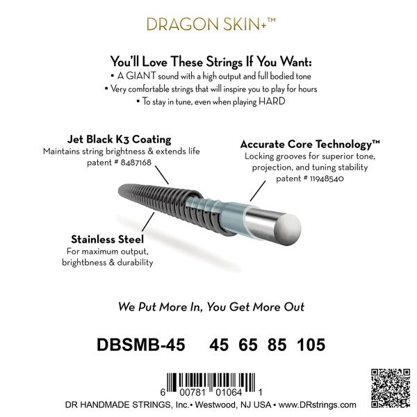 DR Strings Black Dragon DBSMB-45 Coated