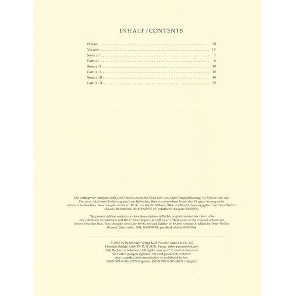 Bärenreiter Bach Drei Sonaten