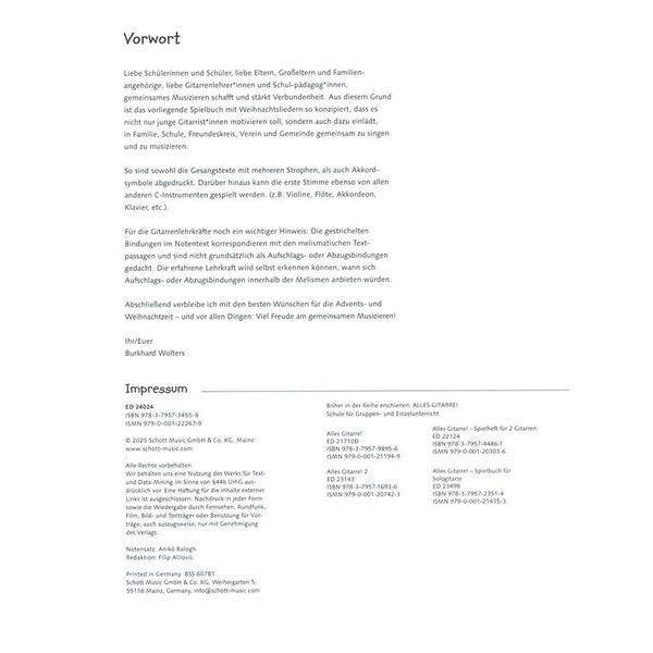 Schott Alles Gitarre Weihnachtslieder