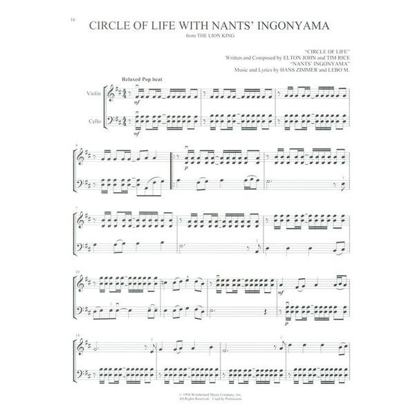 Hal Leonard Disney Songs Violin and Cello