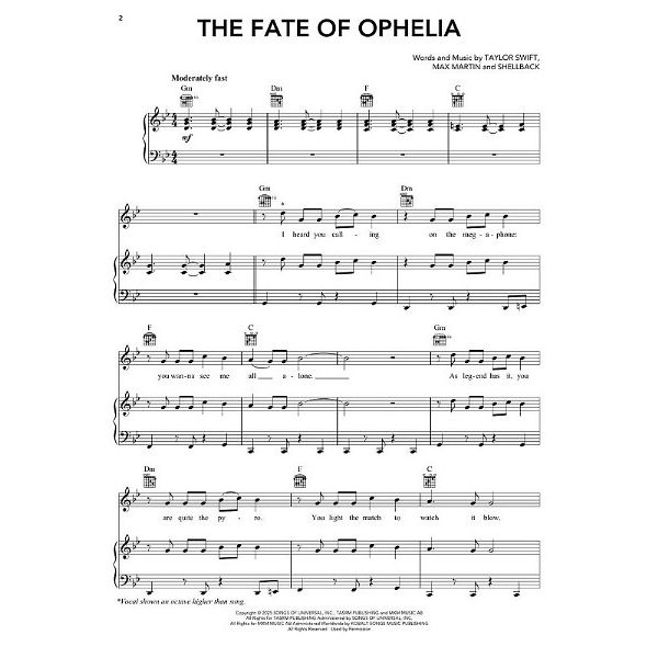 Hal Leonard Taylor Swift Life Showgirl