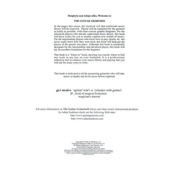 Carl Fischer Guitar Grimoire Scales / Modes