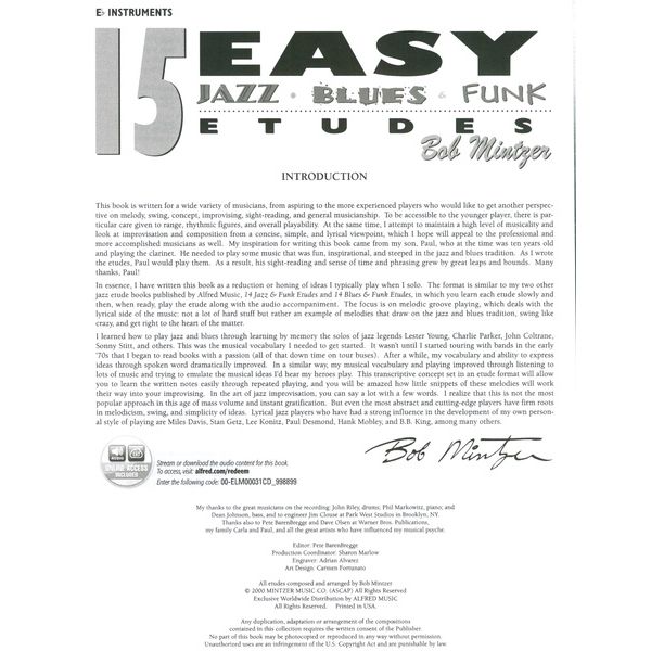 Alfred Music Publishing 15 Easy Jazz Etudes Eb