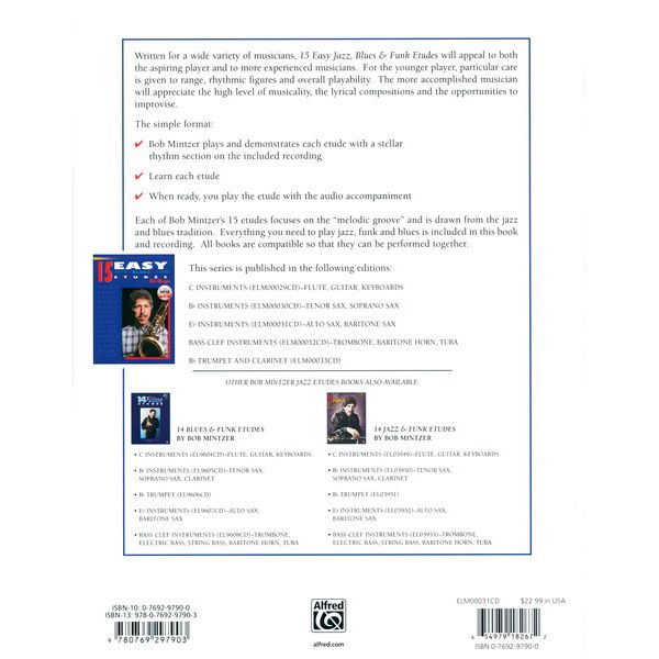Alfred Music Publishing 15 Easy Jazz Etudes Eb