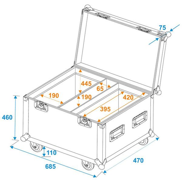 Roadinger Flightcase 2x TMH-W555
