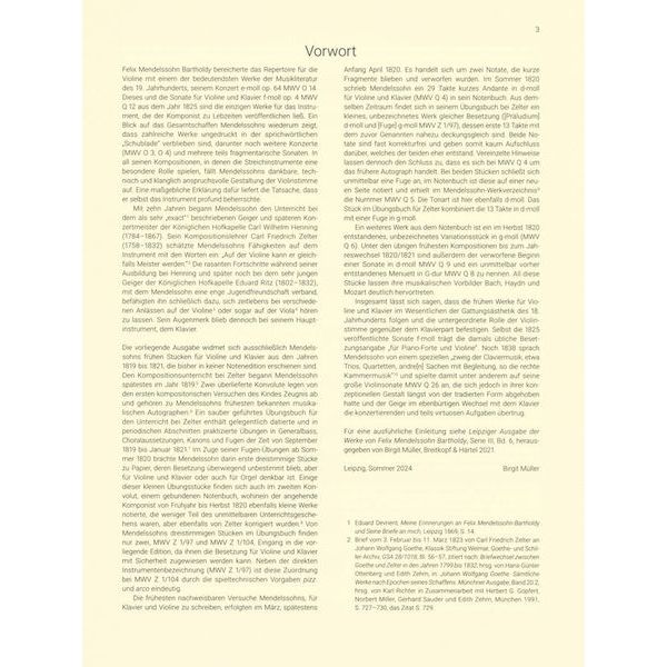 Breitkopf & Härtel Mendelssohn Frühe Stücke