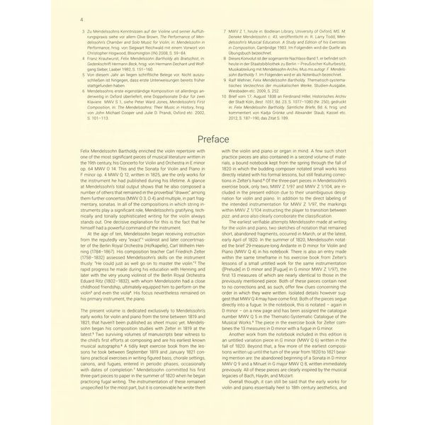 Breitkopf & Härtel Mendelssohn Frühe Stücke