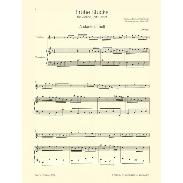 Breitkopf & Härtel Mendelssohn Frühe Stücke