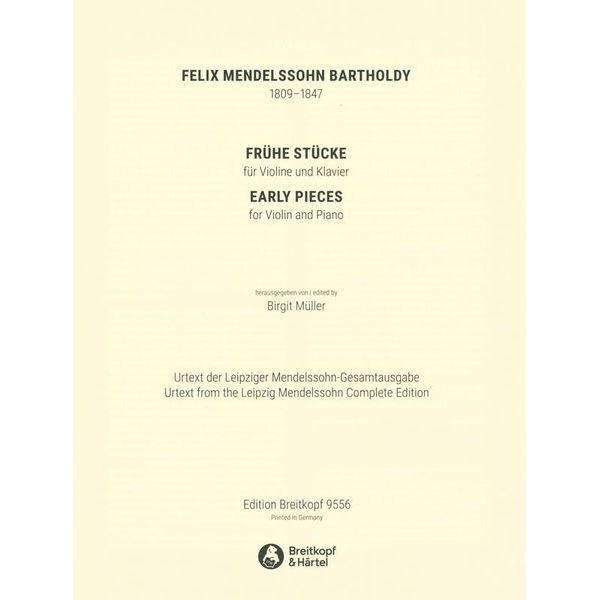 Breitkopf & Härtel Mendelssohn Frühe Stücke