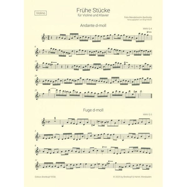Breitkopf & Härtel Mendelssohn Frühe Stücke