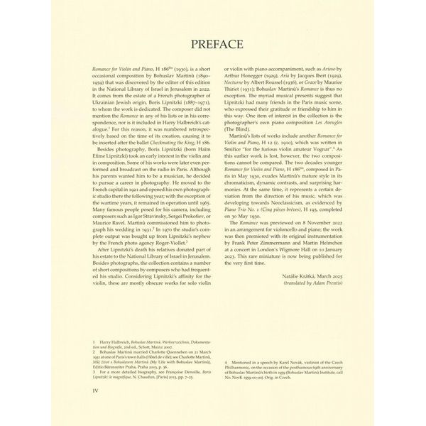 Bärenreiter Martinu Romanze Violine