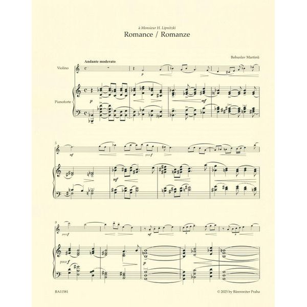 Bärenreiter Martinu Romanze Violine