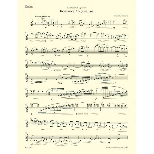 Bärenreiter Martinu Romanze Violine
