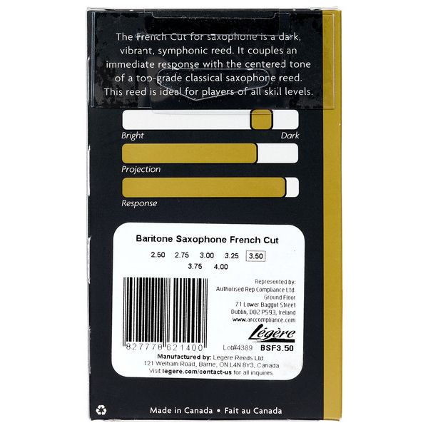 Legere French Cut Baritone Sax 3.5